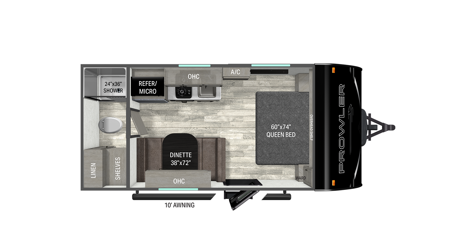 Floorplan diagram for 2027 Heartland Prowler 1700RB