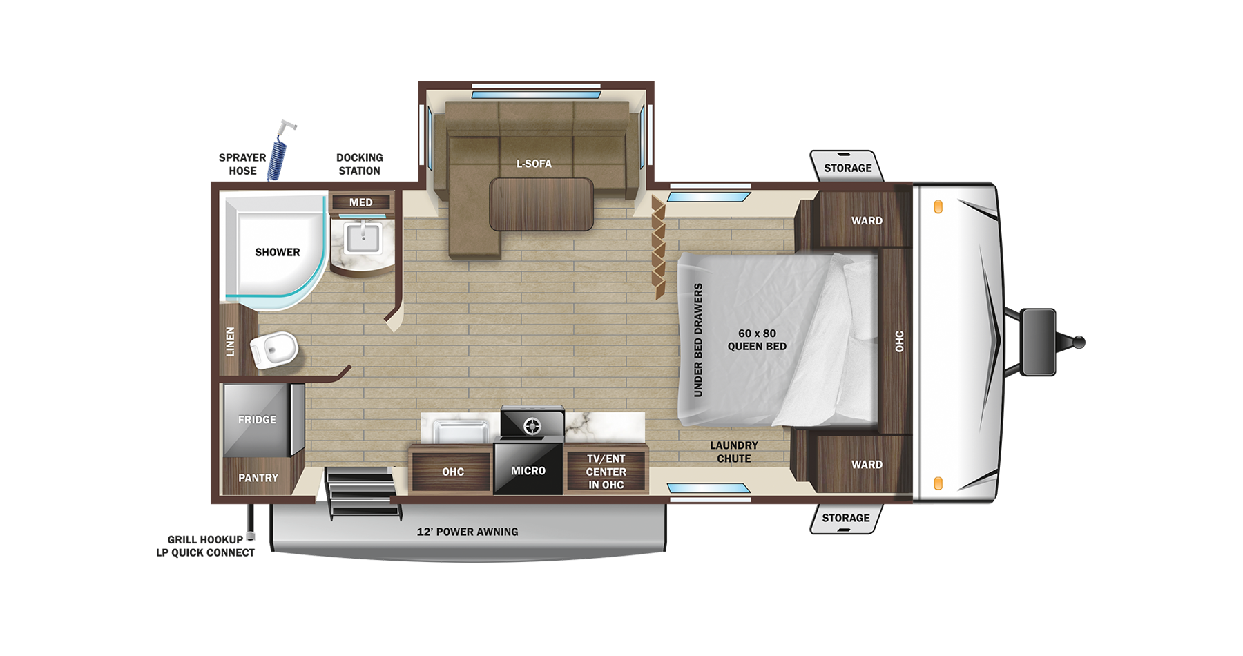 Floorplan diagram for 2023 Open Range Range Lite 212fb