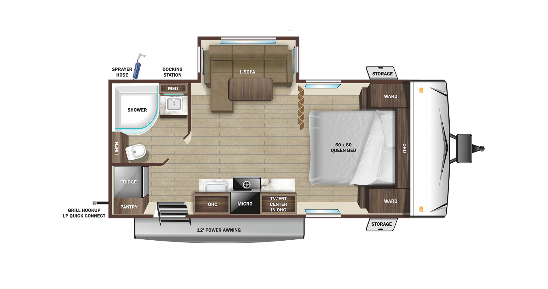 Floorplan diagram for 2025 Open Range Range Lite 212fb