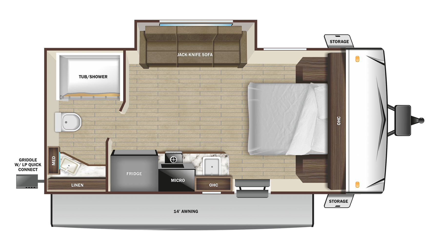 Floorplan diagram for 2023 Open Range Range Lite Air 18rbs