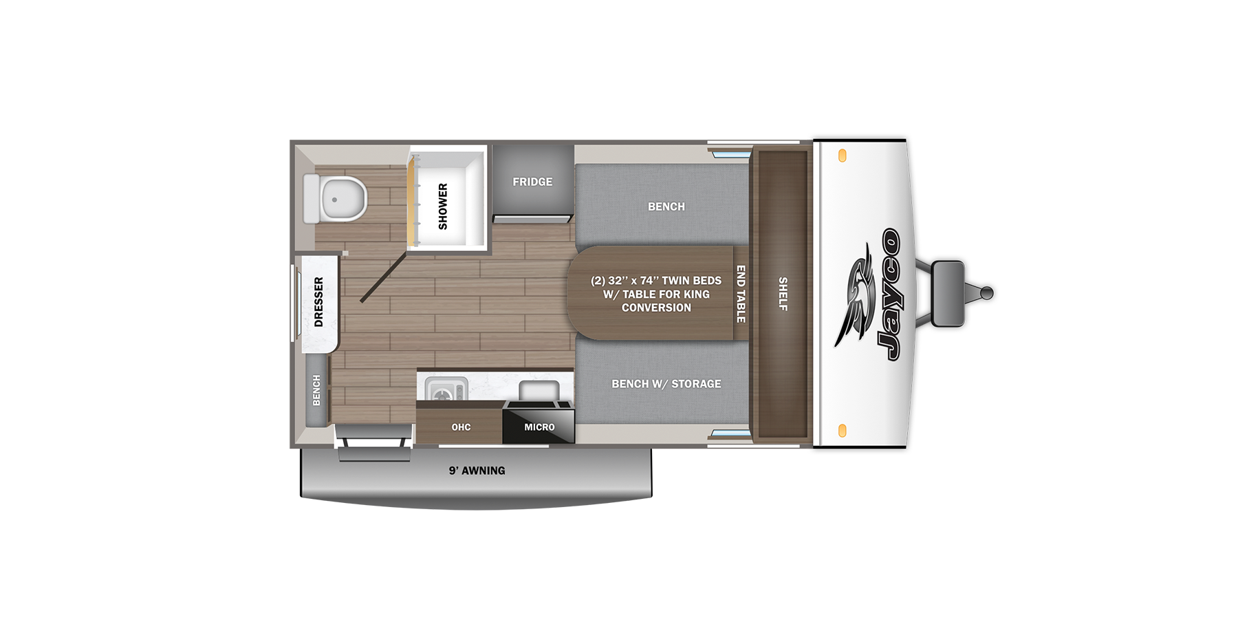 Floorplan diagram for 2027 Jayco Jay Feather Air SL 15tbsl