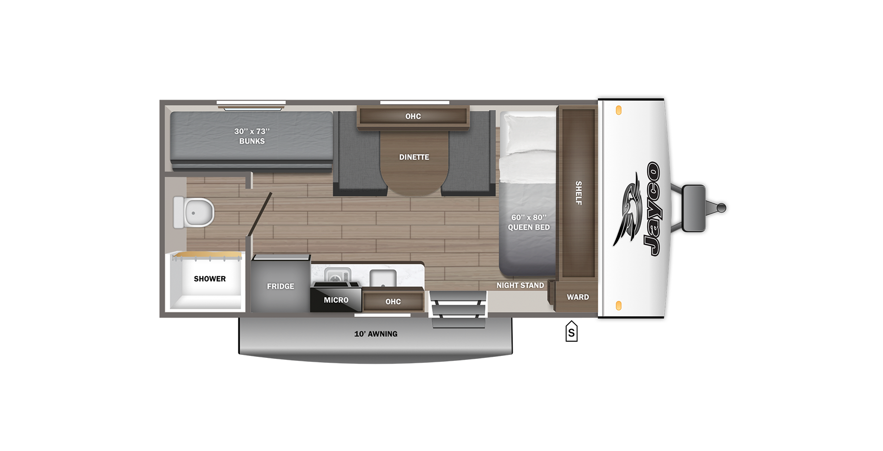 Floorplan diagram for 2027 Jayco Jay Feather Air SL 17bhsl