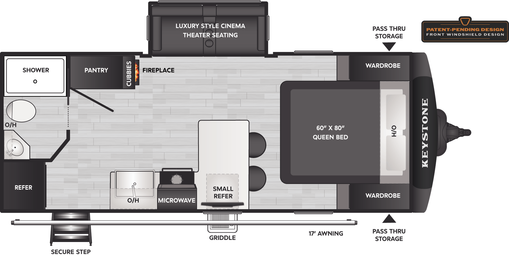 Floorplan diagram for 2027 Keystone Bullet Crossfire Travel Trailers 208MKS