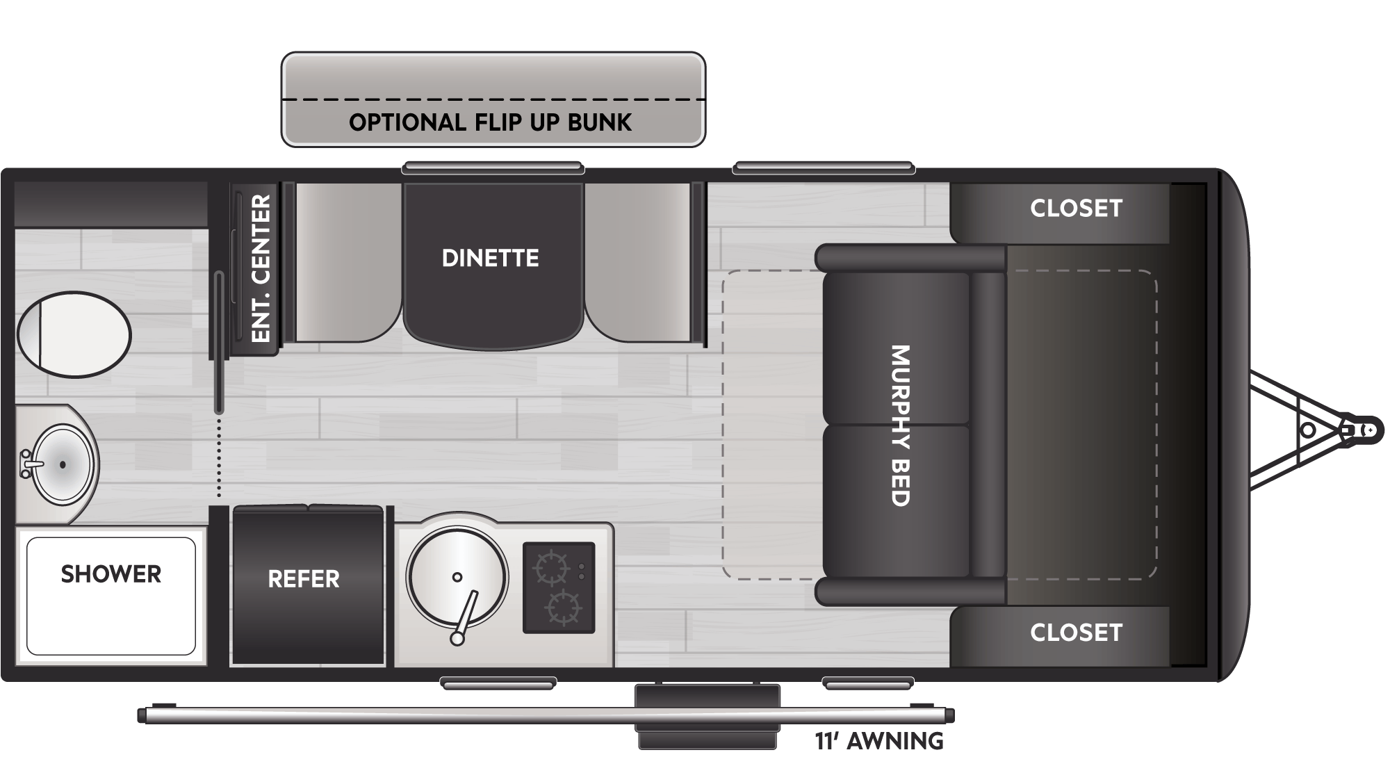 Floorplan diagram for 2027 Keystone Reign Travel Trailers 15RB