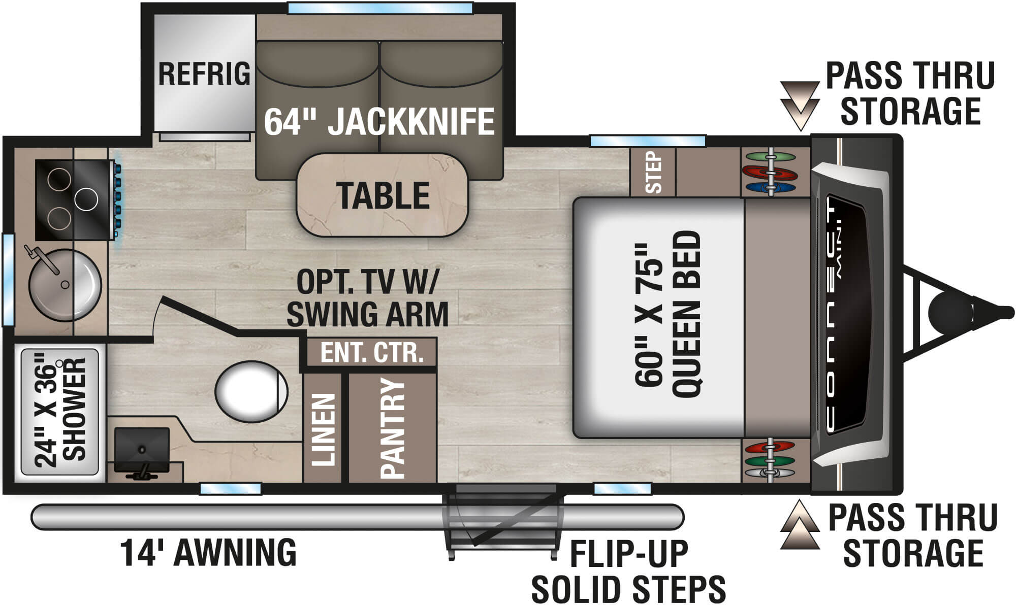Floorplan diagram for 2027 KZ Connect Mini CM171RK