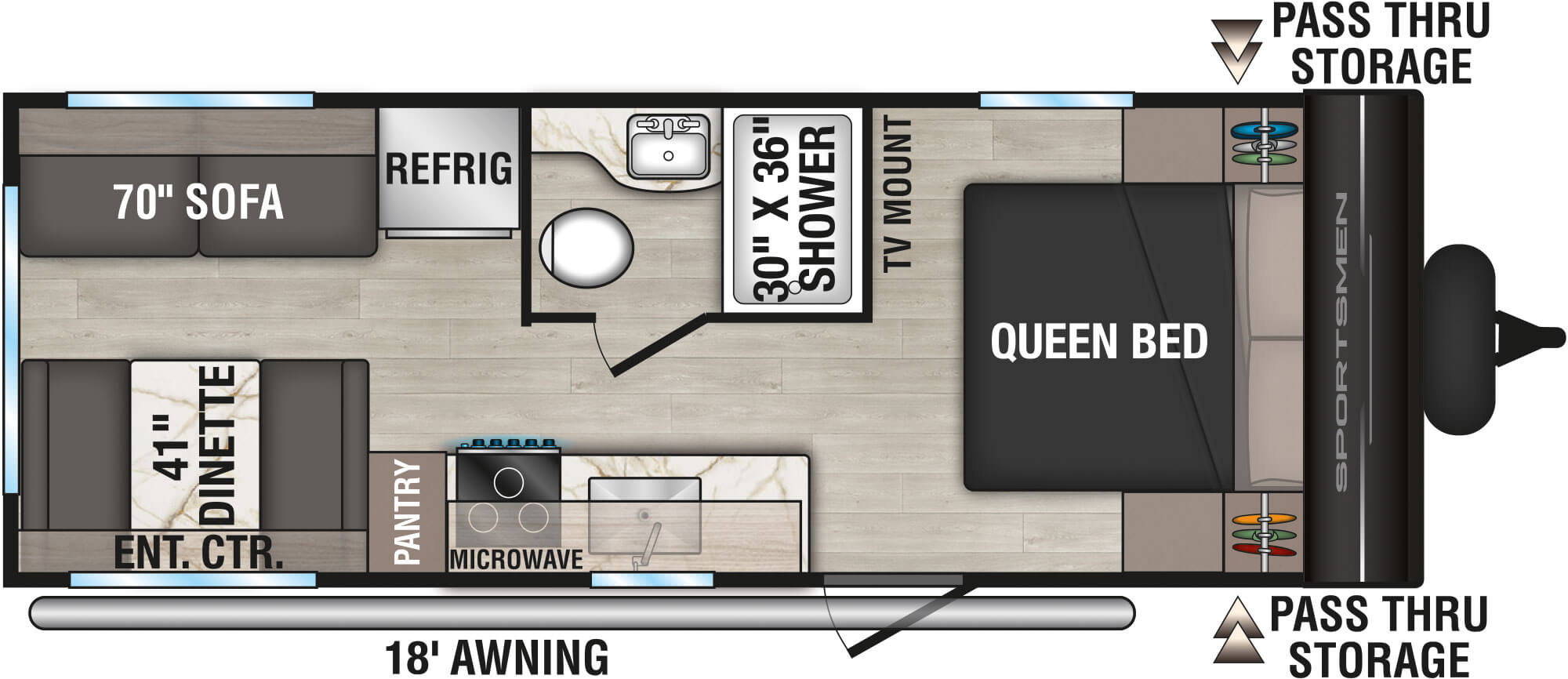 Floorplan diagram for 2027 KZ Sportsmen Select 210RDSL