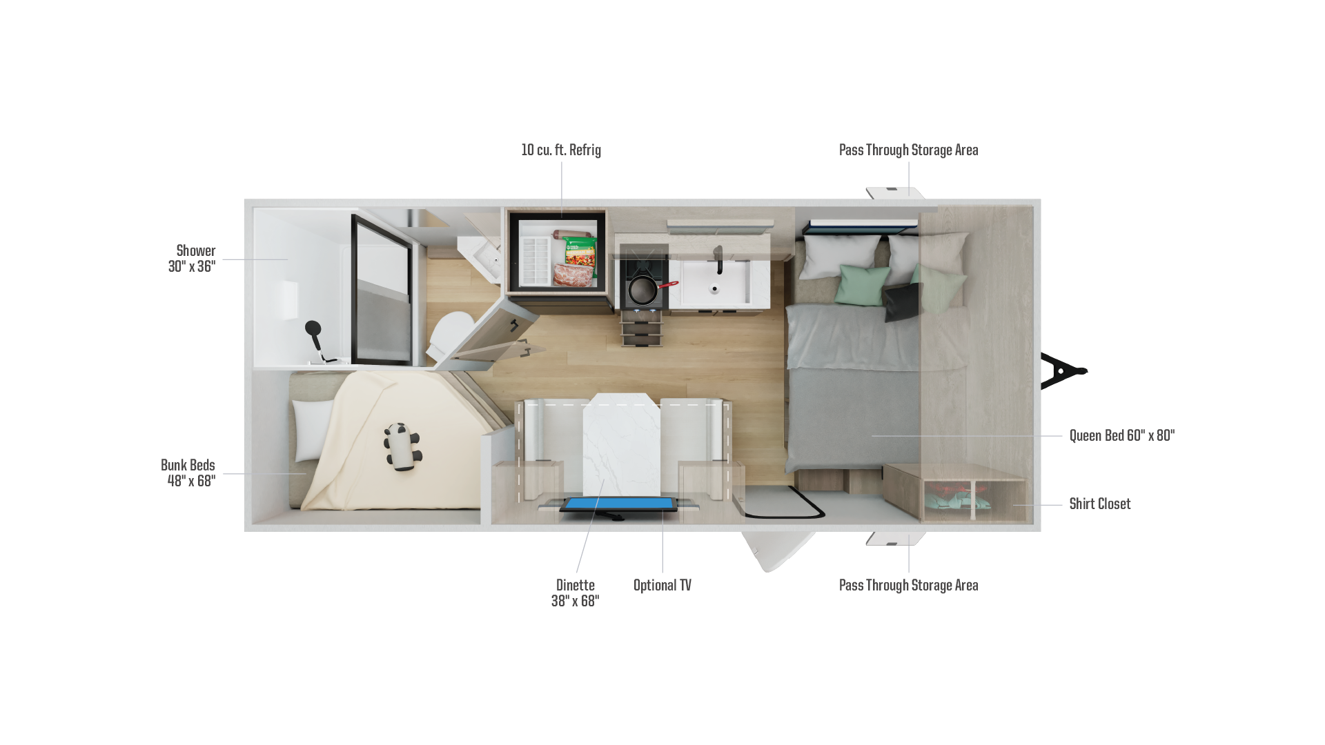 Floorplan diagram for 2026 Winnebago Access 18dbh