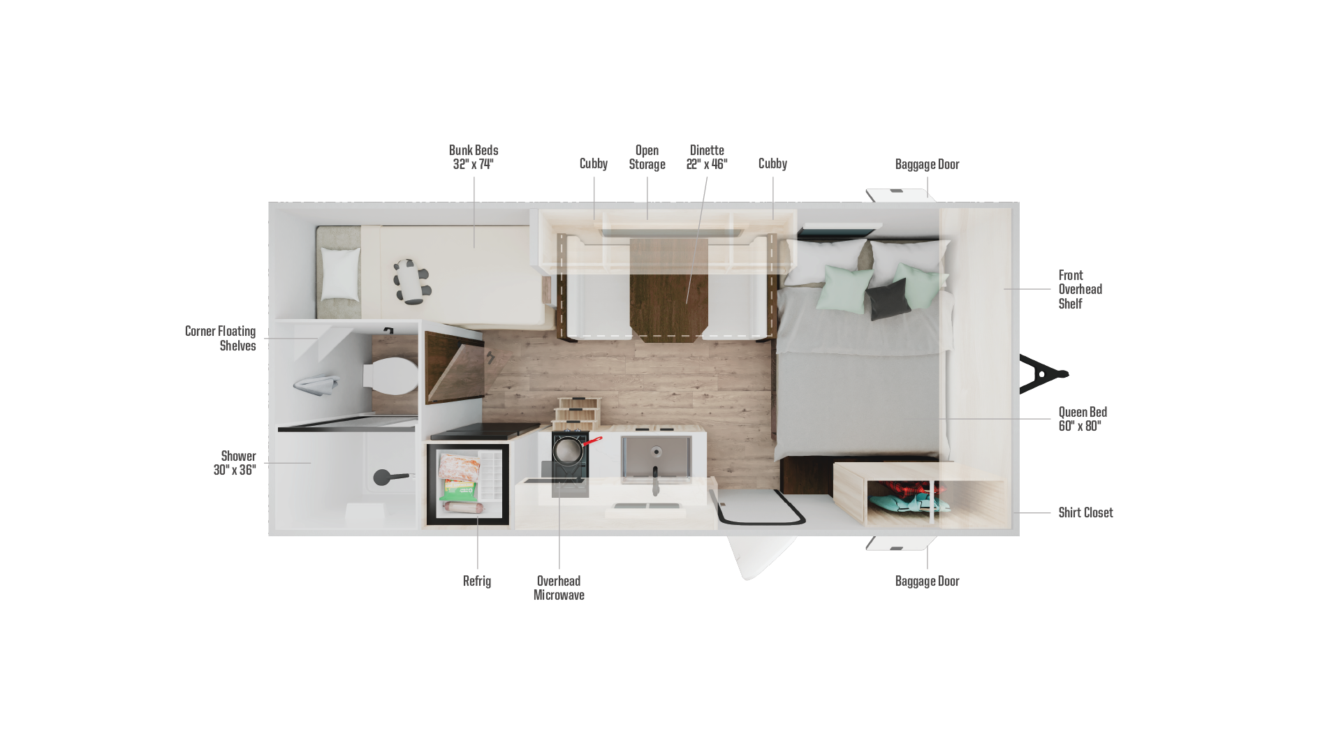 Floorplan diagram for 2027 Winnebago Access 16bh