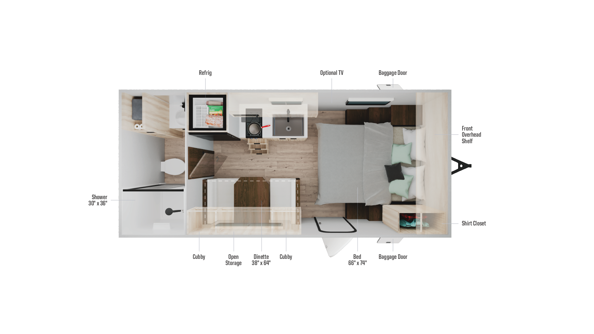 Floorplan diagram for 2027 Winnebago Access 16rb