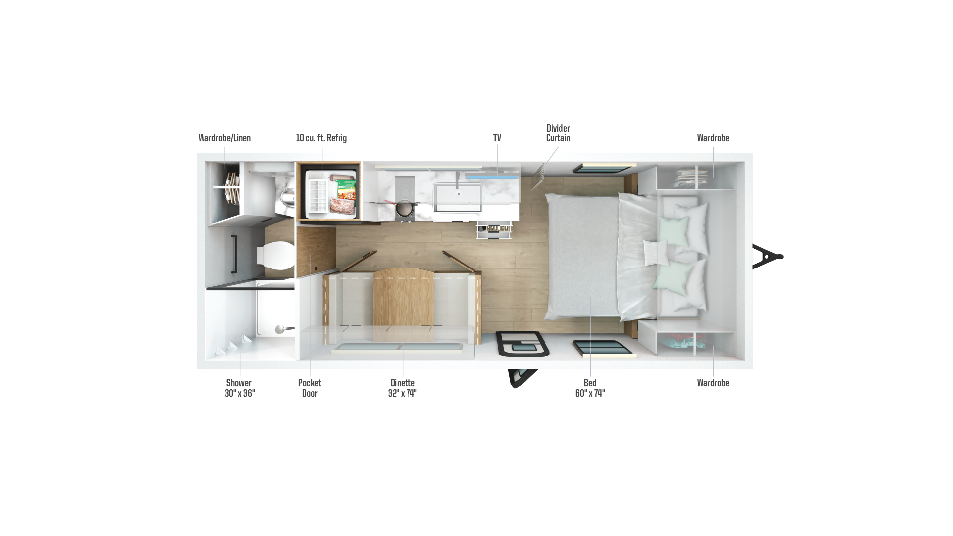 Floorplan diagram for 2026 Winnebago Micro Minnie 2000frb
