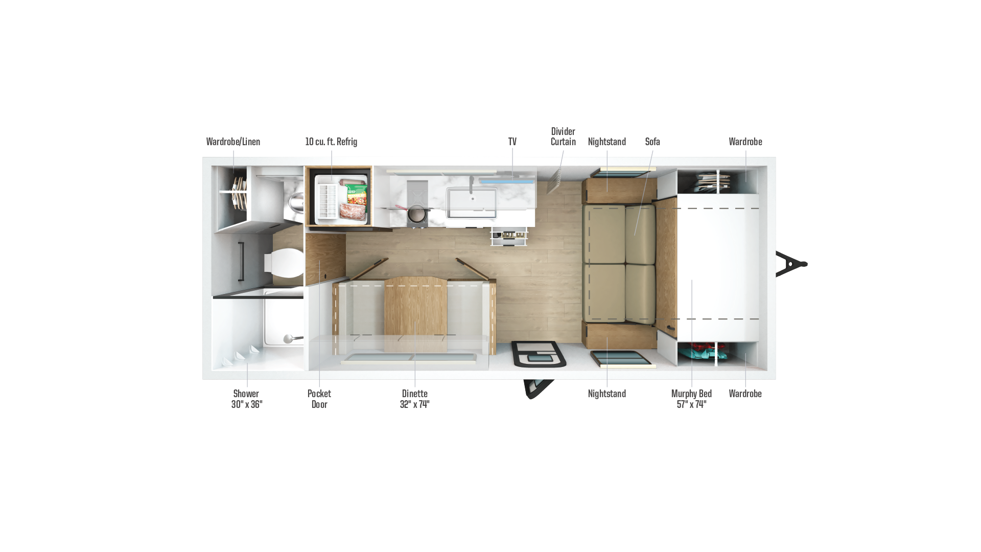 Floorplan diagram for 2026 Winnebago Micro Minnie 2000mrb