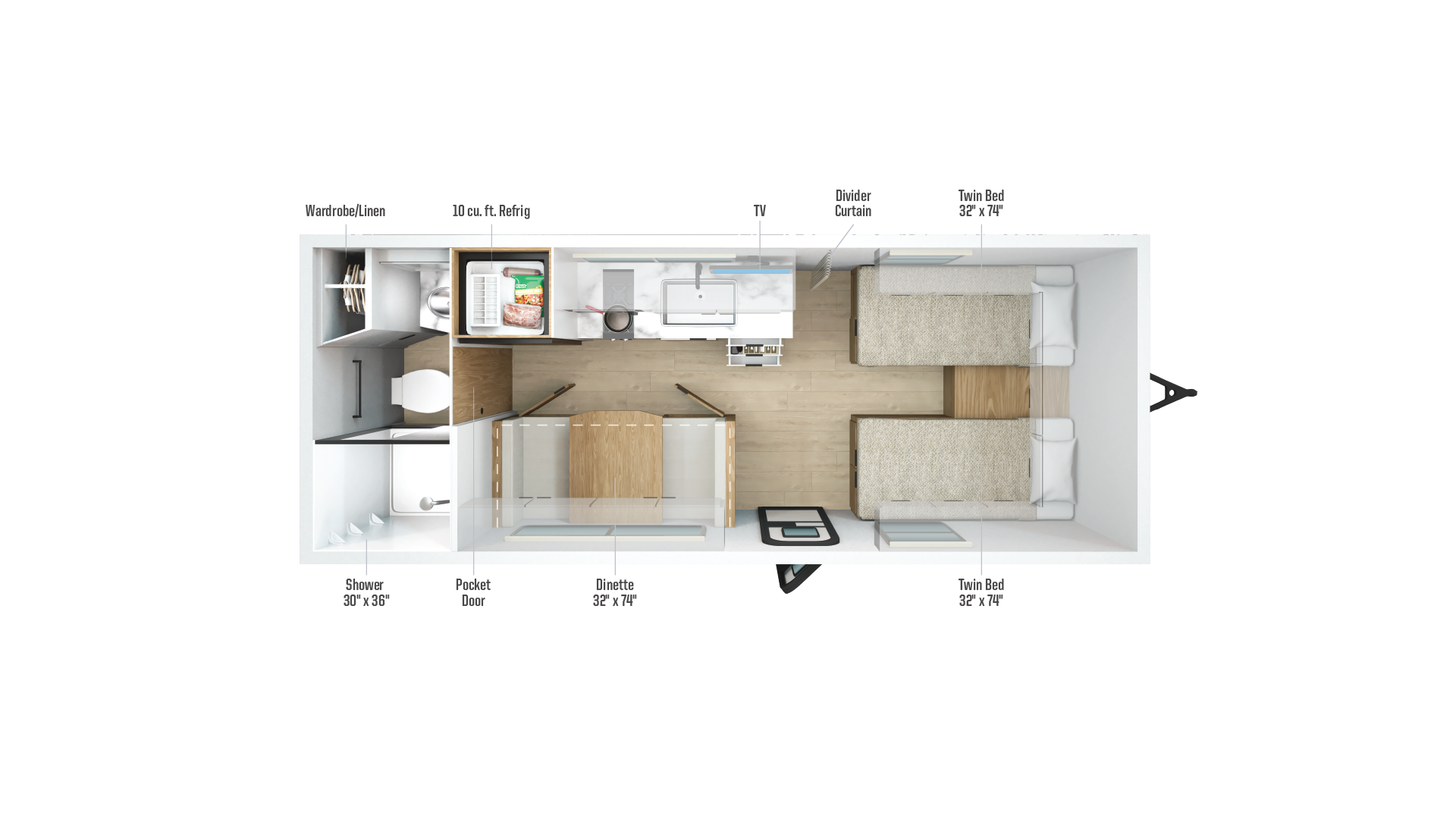 Floorplan diagram for 2026 Winnebago Micro Minnie 2000trb